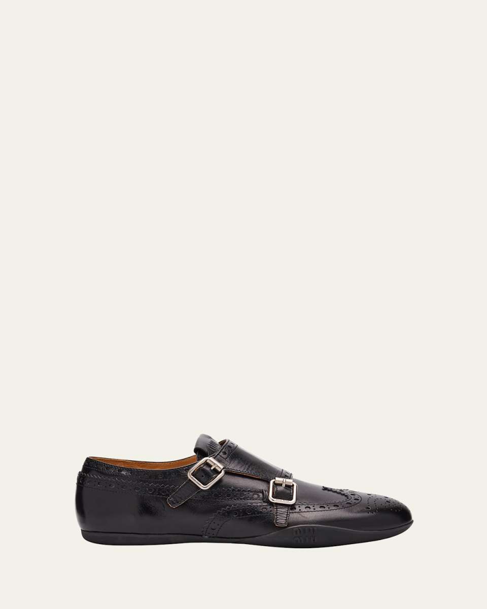 Leather Monk-Strap Thin Sole Loafers